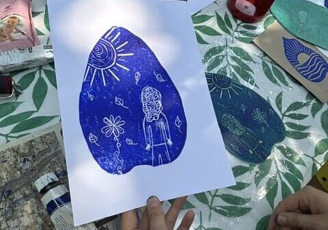 Linoprint workshop Zaden van Kracht meRecovery voor mensen die een eetstoornis hebben (gehad)